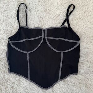 Black Camisole Top with Sleek Piping